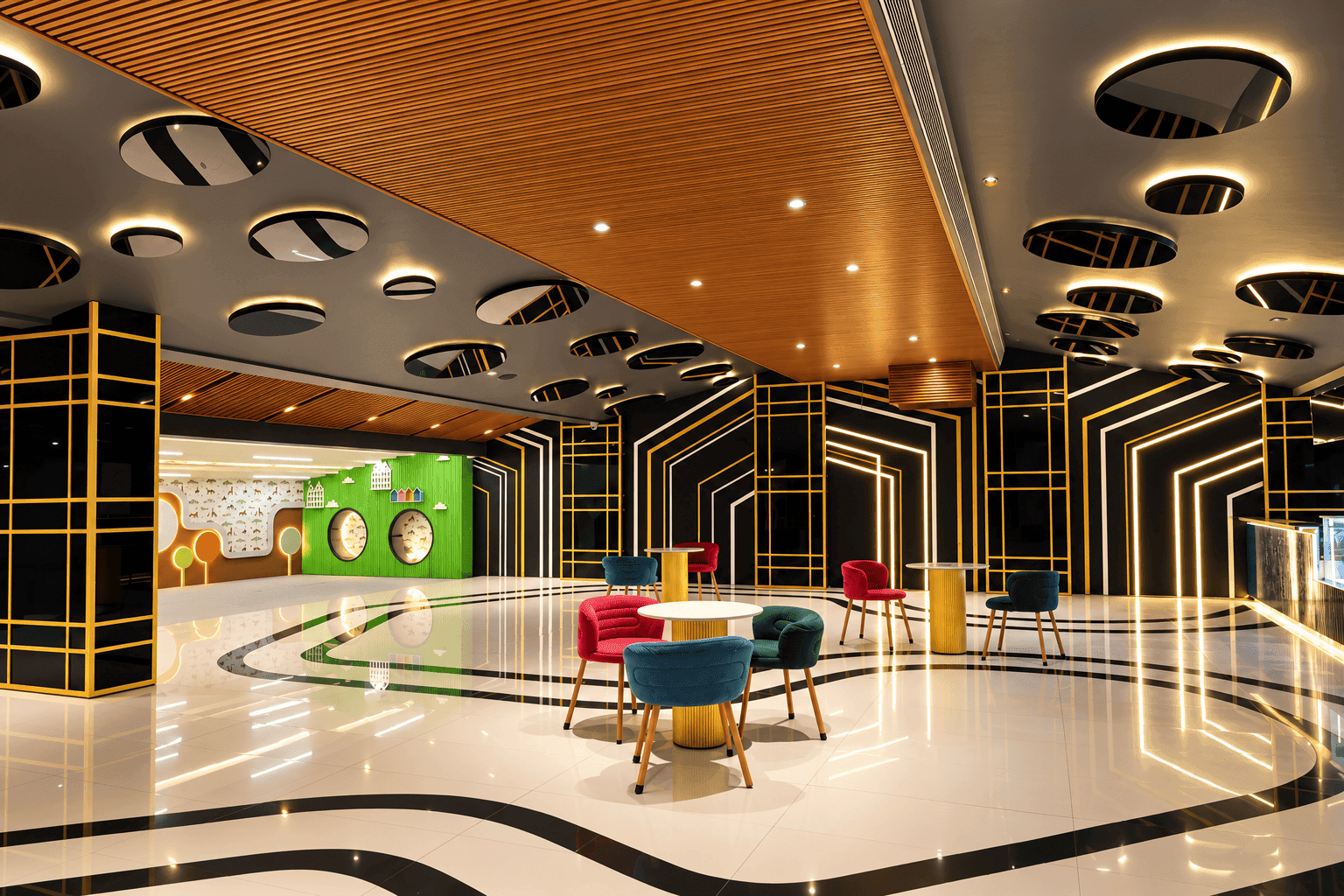 DD Cinemas kids' zone lobby, wide view